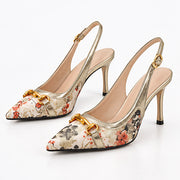 Elaria Women's Pointed-Toe Floral Slingback Heels - Porcelain Powder - Shoes - Michael Verde - Image 2