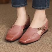 Elinor Women's Square-Toe Slip-On Leather Mules - Pink - female - Michael Verde - Image 3