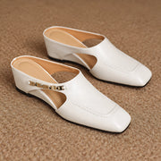 Elinor Women's Square-Toe Slip-On Leather Mules - White - female - Michael Verde - Image 3