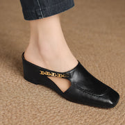 Elinor Women's Square-Toe Slip-On Leather Mules - Black - Women's Footwear > Mules > Leather Mules - Michael Verde - Image 1