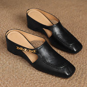 Elinor Women's Square-Toe Slip-On Leather Mules - Black - female - Michael Verde - Image 3
