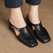 Elinor Women's Square-Toe Slip-On Leather Mules - Black - women's shoes - Michael Verde - Image 2