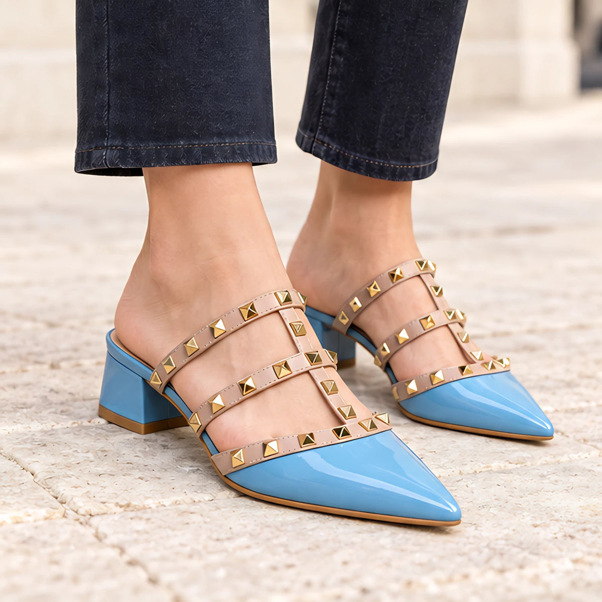 Elladine Women's Studded Slip-On Mule - Blue - Women's - Michael Verde - Image 2