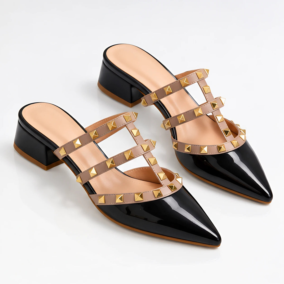 Elladine Women's Studded Slip-On Mule - Black - Women's Footwear > Mules > Pointed-Toe Mules - Michael Verde - Image 1