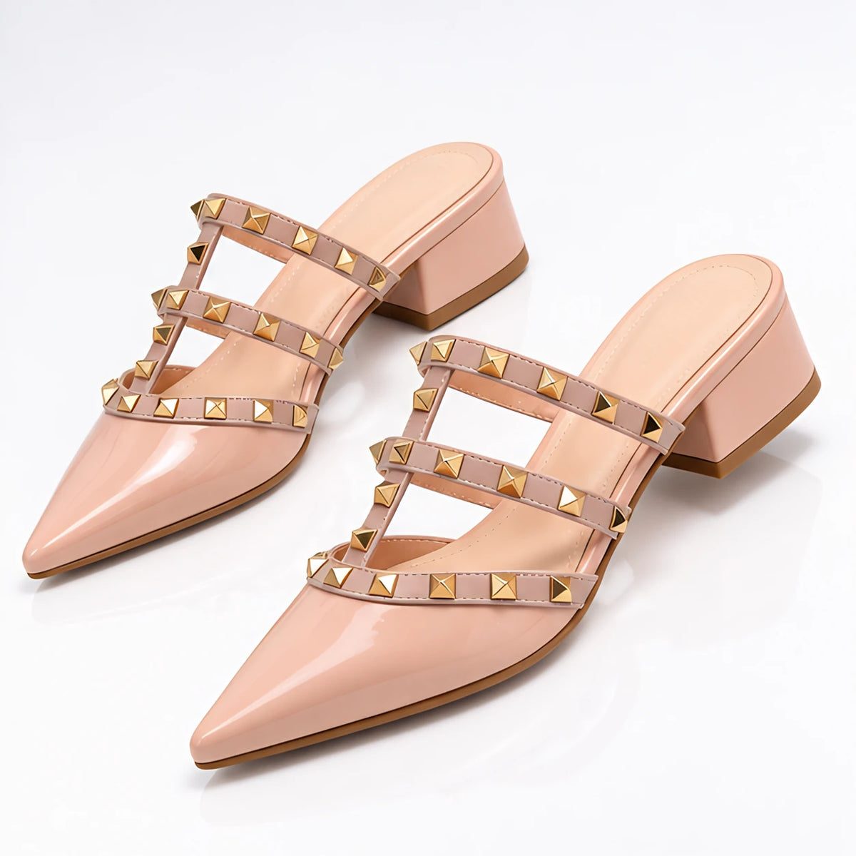 Elladine Women's Studded Slip-On Mule - Nude - Women's Footwear > Mules > Pointed-Toe Mules - Michael Verde - Image 1