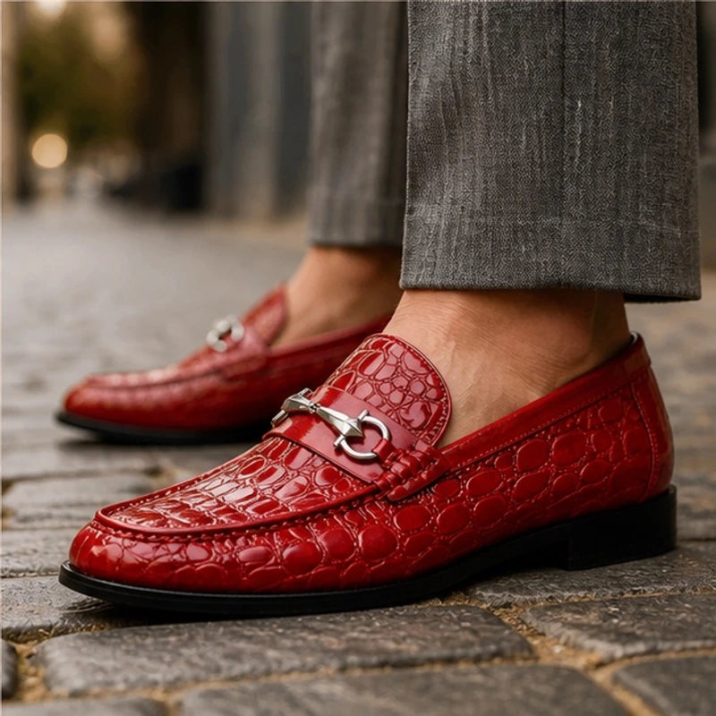 Ellard Leather Loafers - Red - Shoes - Michael Verde - Image 1