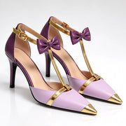 Elowette Women's Pointed-Toe T-Strap Heels - Lavender - Women's Footwear > Heels > T-Strap Stiletto Heels - Michael Verde - Image 1