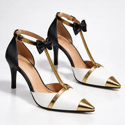 Elowette Women's Pointed-Toe T-Strap Heels - Ivory - Women's Footwear > Heels > T-Strap Stiletto Heels - Michael Verde - Image 1