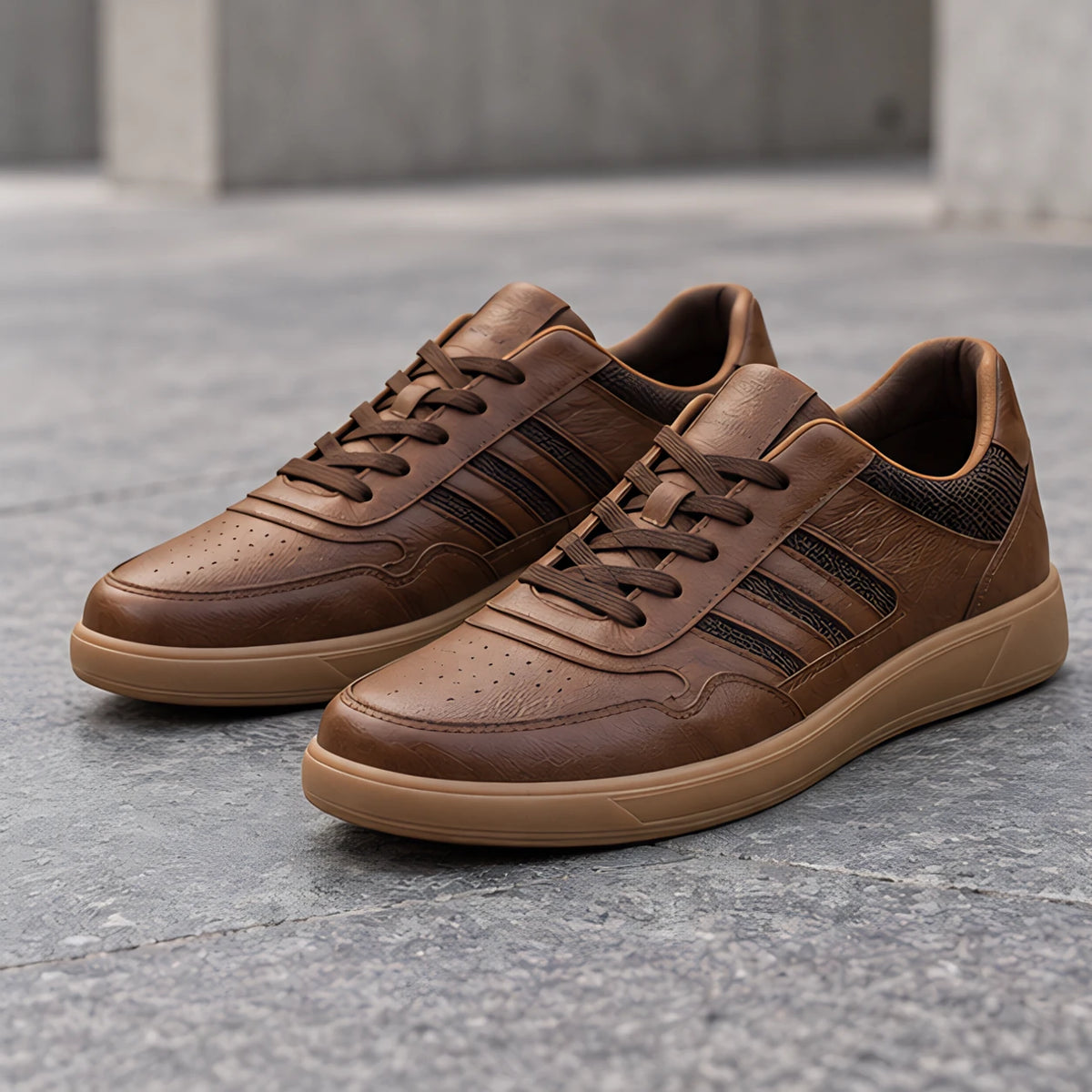 Emric Men's Leather Low-Top Sneakers - Brown - Footwear > Sneakers > Leather Sneakers - Michael Verde - Image 3
