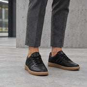 Emric Men's Leather Low-Top Sneakers - Black - Footwear > Sneakers > Leather Sneakers - Michael Verde - Image 1