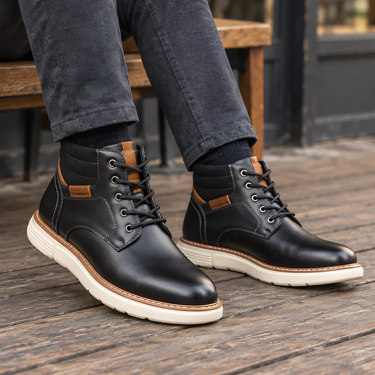 Enzo Men's Leather Chukka Boots - Black - mens shoes - Michael Verde - Image 2