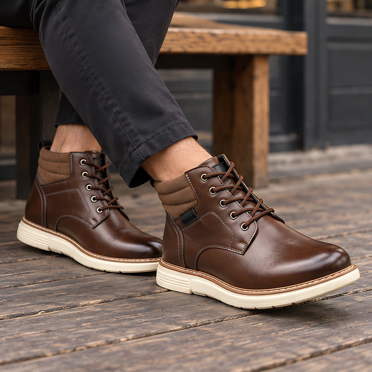 Enzo Men's Leather Chukka Boots - Dark Brown - mens shoes - Michael Verde - Image 2
