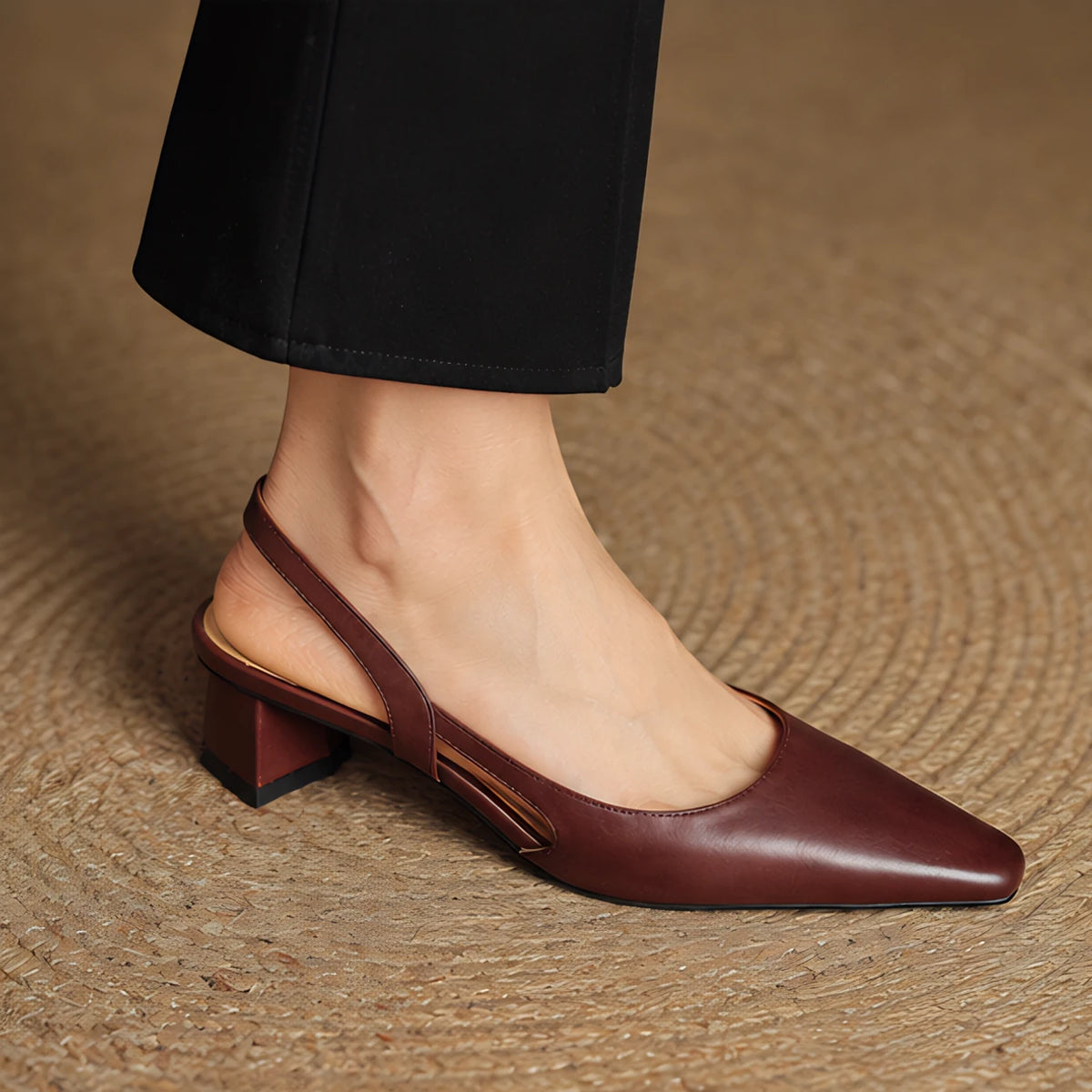 Estella Women's Leather Slingback Block Heels - Brown - Women's Footwear > Heels > Slingback Heels - Michael Verde - Image 1
