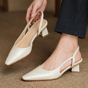 Estella Women's Leather Slingback Block Heels - White - Women's Shoes - Michael Verde - Image 2