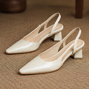 Estella Women's Leather Slingback Block Heels - White - female - Michael Verde - Image 4