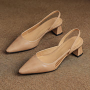Estella Women's Leather Slingback Block Heels - Apricot - female - Michael Verde - Image 4