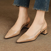 Estella Women's Leather Slingback Block Heels - Apricot - Shoes - Michael Verde - Image 3