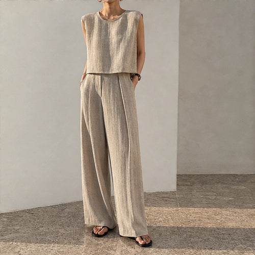 Estelle Two Piece Pants Set - Linen - Outfit Set - Michael Verde - Image 1