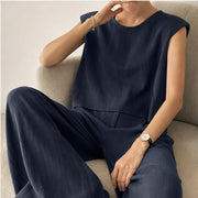 Estelle Two Piece Pants Set - Navy - two piece set - Michael Verde - Image 3