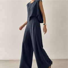 Estelle Two Piece Pants Set - Navy - Outfit Set - Michael Verde - Image 1