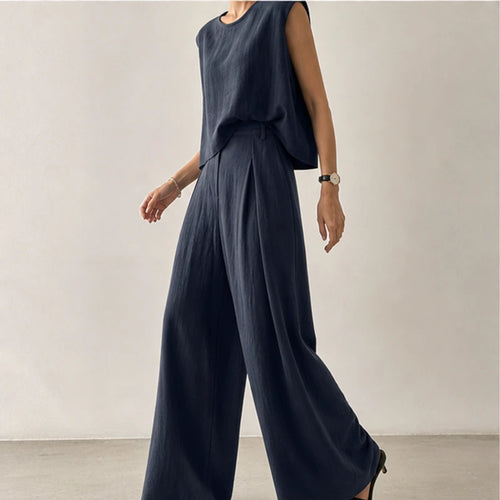 Estelle Two Piece Pants Set - Navy - Outfit Set - Michael Verde - Image 1