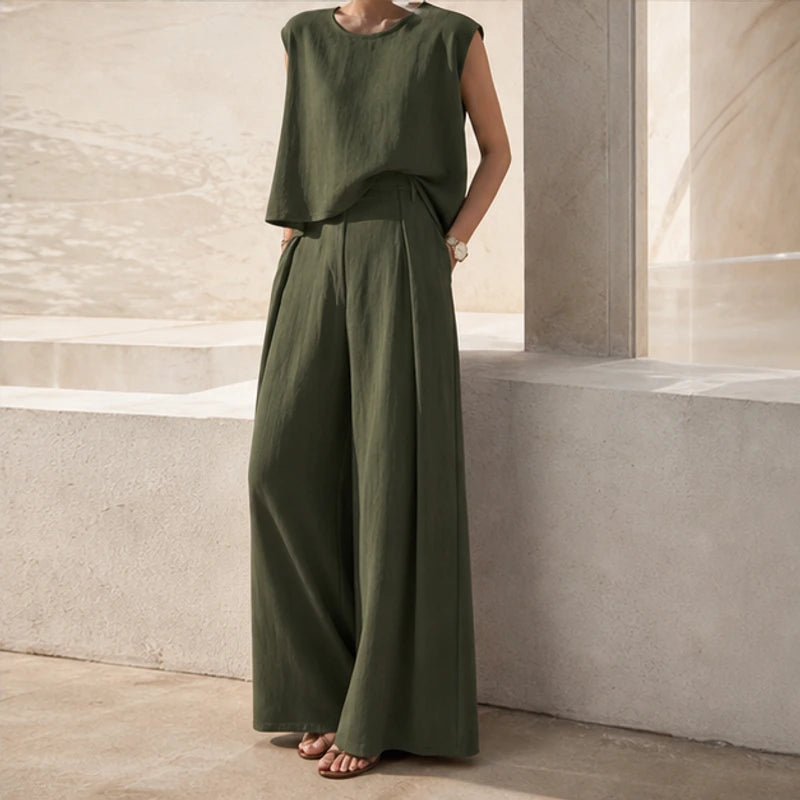 Estelle Two Piece Pants Set - Forrest - Outfit Set - Michael Verde - Image 1