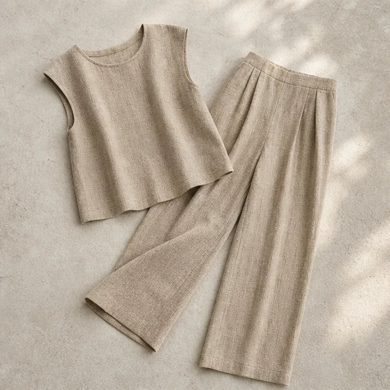Estelle Two Piece Pants Set - Linen - women's set - Michael Verde - Image 2