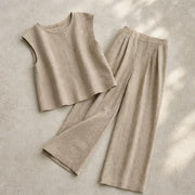 Estelle Two Piece Pants Set - Linen - women's set - Michael Verde - Image 2
