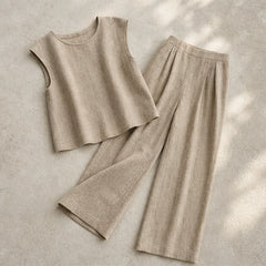 Estelle Two Piece Pants Set - Linen - women's set - Michael Verde - Image 2