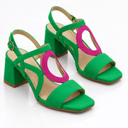 Evadelle Women's Orthopedic Block Heel Sandals - Green And Pink - Catalog Group: Footwear - Michael Verde - Image 2