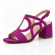 Evadelle Women's Orthopedic Block Heel Sandals - Purple - Women's Footwear > Sandals > Block Heel Sandals - Michael Verde - Image 1