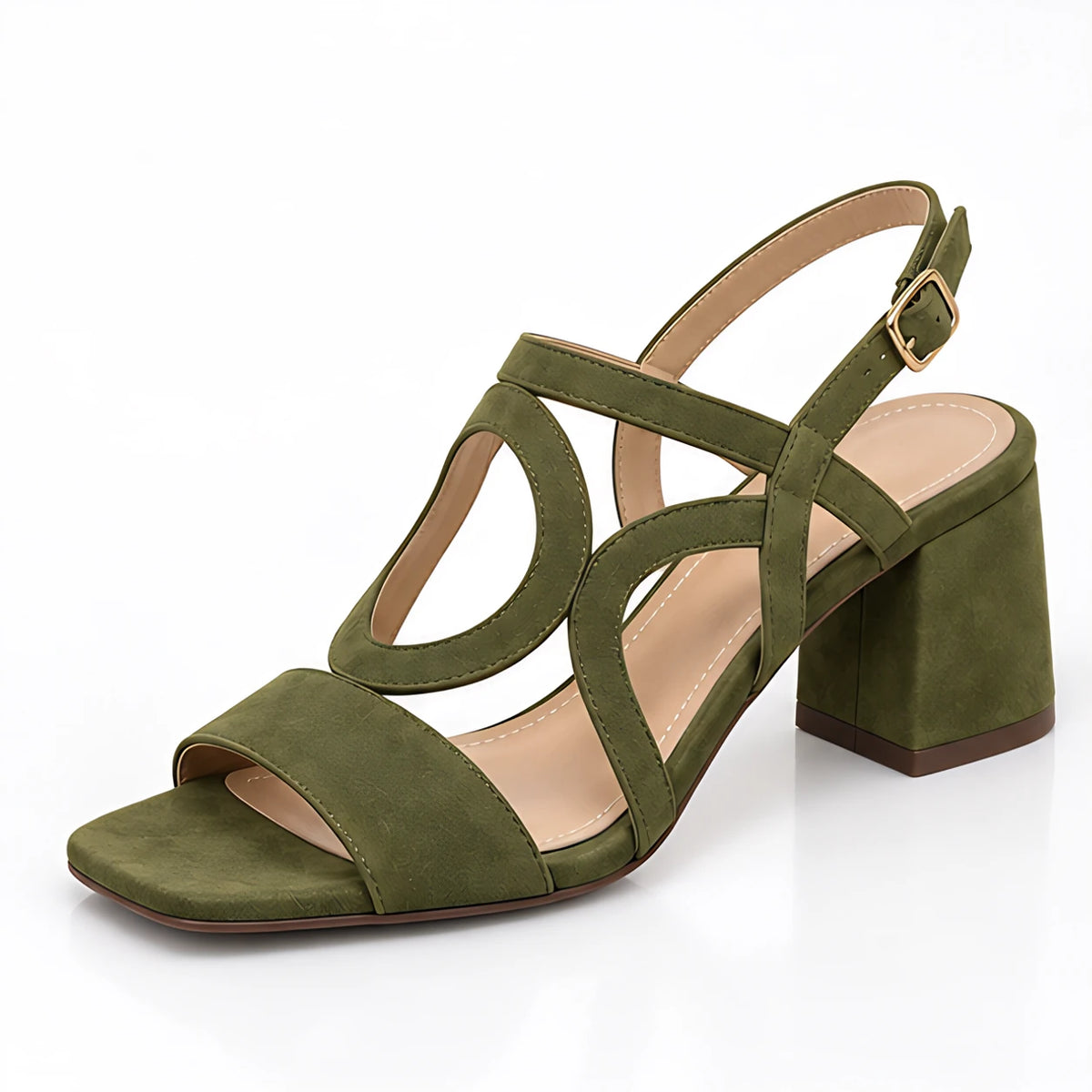 Evadelle Women's Orthopedic Block Heel Sandals - Olive - Women's Footwear > Sandals > Block Heel Sandals - Michael Verde - Image 1