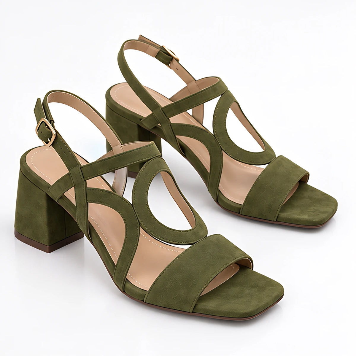 Evadelle Women's Orthopedic Block Heel Sandals - Olive - Catalog Group: Footwear - Michael Verde - Image 2