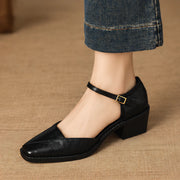 Evania Women's Leather Mary Jane Pumps - Black - Women's Footwear > Heels > Mary Jane Pumps - Michael Verde - Image 1
