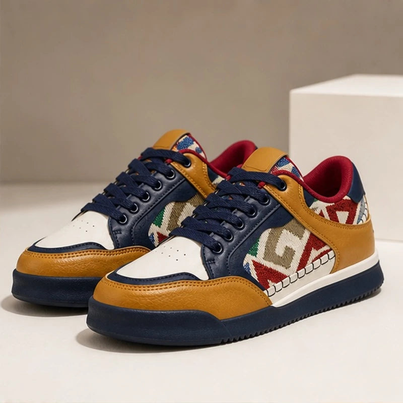 Evermont Leather Court Sneakers - Carnival Mosaic - Sneakers - Michael Verde - Image 2