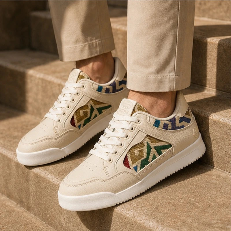 Evermont Leather Court Sneakers - Ivory Mosaic - Footwear > Sneakers > Low-Top Court Sneakers - Michael Verde - Image 3