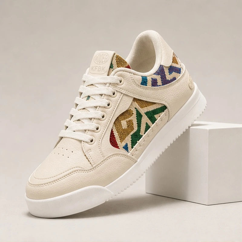 Evermont Leather Court Sneakers - Ivory Mosaic - Footwear > Sneakers > Low-Top Court Sneakers - Michael Verde - Image 1