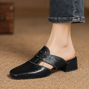 Felicity Women's Square-Toe Leather Mules - Black - Women's Footwear > Mules > Block Heel Mules - Michael Verde - Image 1