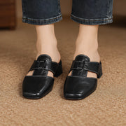 Felicity Women's Square-Toe Leather Mules - Black - female - Michael Verde - Image 3