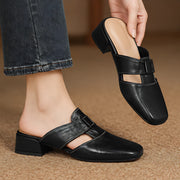 Felicity Women's Square-Toe Leather Mules - Black - Women's Shoes - Michael Verde - Image 2