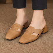 Felicity Women's Square-Toe Leather Mules - Apricot - female - Michael Verde - Image 3