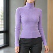 Fenella Women's Ribbed Turtleneck Sweater - Purple - Women's Clothing > Sweaters & Cardigans > Turtleneck Sweaters - Michael Verde - Image 1