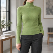 Fenella Women's Ribbed Turtleneck Sweater - Avocado Green - Women's Clothing > Sweaters & Cardigans > Turtleneck Sweaters - Michael Verde - Image 1