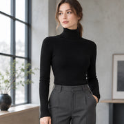 Fenella Women's Ribbed Turtleneck Sweater - Black - Women's Clothing > Sweaters & Cardigans > Turtleneck Sweaters - Michael Verde - Image 1