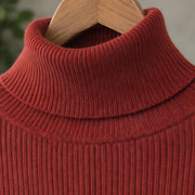 Fenella Women's Ribbed Turtleneck Sweater - Brick Red - Catalog Group: Clothing - Michael Verde - Image 2