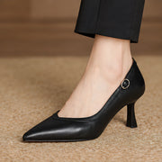 Florelle Women's Buckle-Strap Pointed-Toe Leather Pumps - Black - Women's Footwear > Pumps > Pointed-Toe Stiletto Pumps - Michael Verde - Image 1