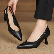 Florelle Women's Buckle-Strap Pointed-Toe Leather Pumps - Black - Women's Shoes - Michael Verde - Image 2