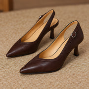 Florelle Women's Buckle-Strap Pointed-Toe Leather Pumps - Brown - female - Michael Verde - Image 4