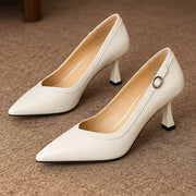 Florelle Women's Buckle-Strap Pointed-Toe Leather Pumps - Beige - Shoes - Michael Verde - Image 3