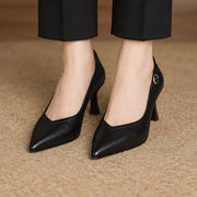 Florelle Women's Buckle-Strap Pointed-Toe Leather Pumps - Black - Shoes - Michael Verde - Image 3